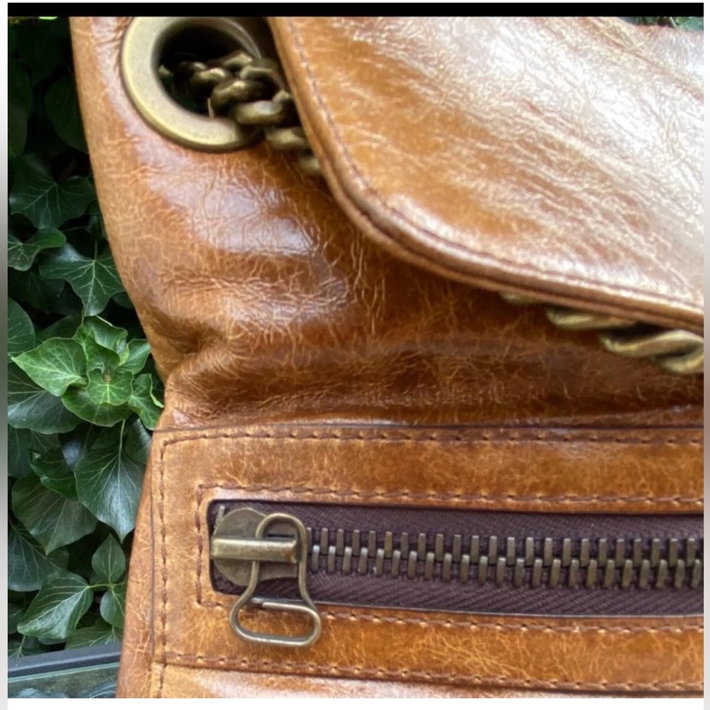NEW!  LANVIN Hero Brown Leather Shoulder Bag With Chained Straps - Picture 6 of 13